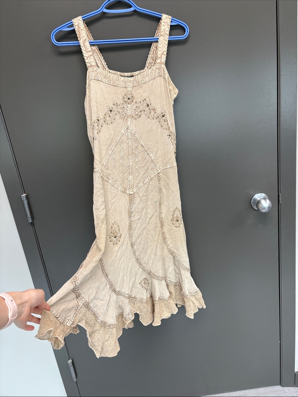 Coline 90s Fairy Boho beaded embroidered Midi Dress